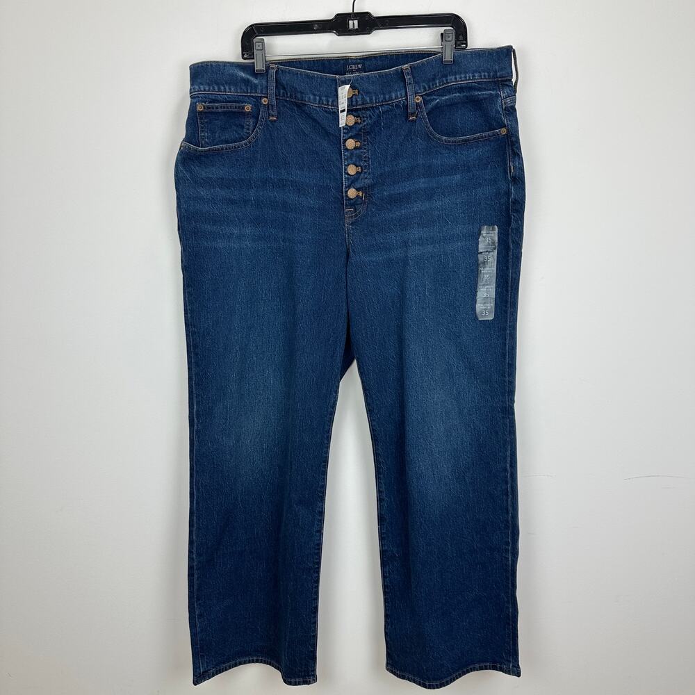 J.Crew Full Length Wide Leg Jean All Day Stretch Space Navy Blue Wash US 35 NWT - Picture 5 of 12
